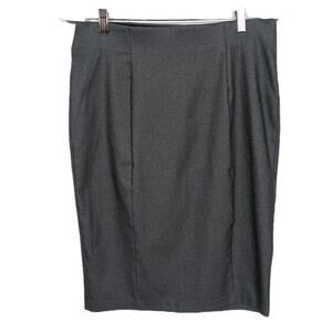 ELLE Grey Pull-On Pencil Skirt Stretch Knit Career Professional Women's Large